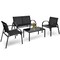 Costway 4 PCS Patio Furniture Set Sofa Coffee Table Steel Frame Garden Deck Black